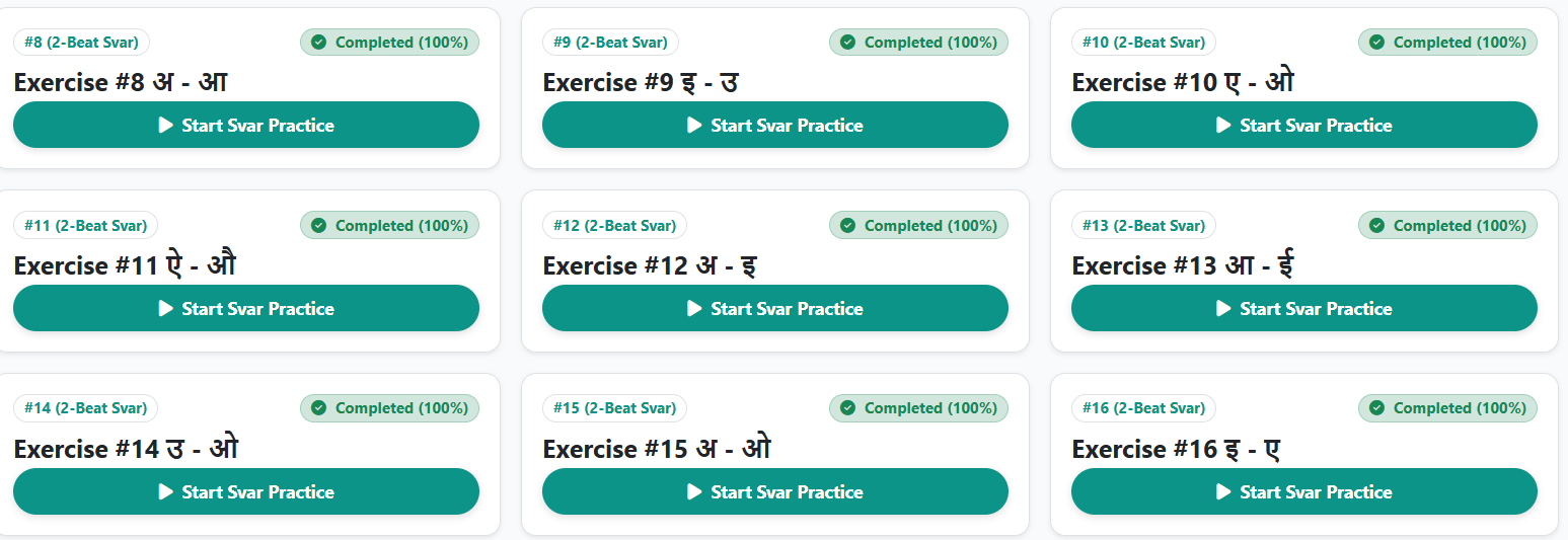 विभिन्न स्वर अभ्यास
